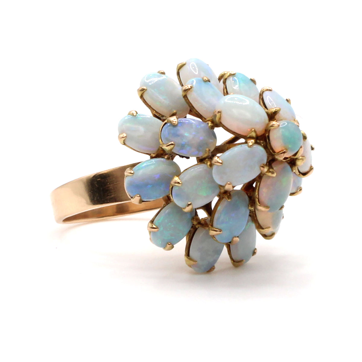 14k Yellow Gold Multi-Layered Opal  Cluster Ring Size 7