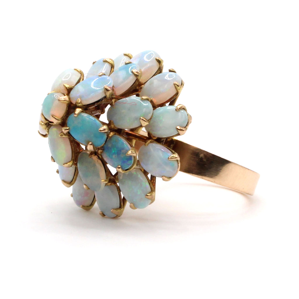 14k Yellow Gold Multi-Layered Opal  Cluster Ring Size 7