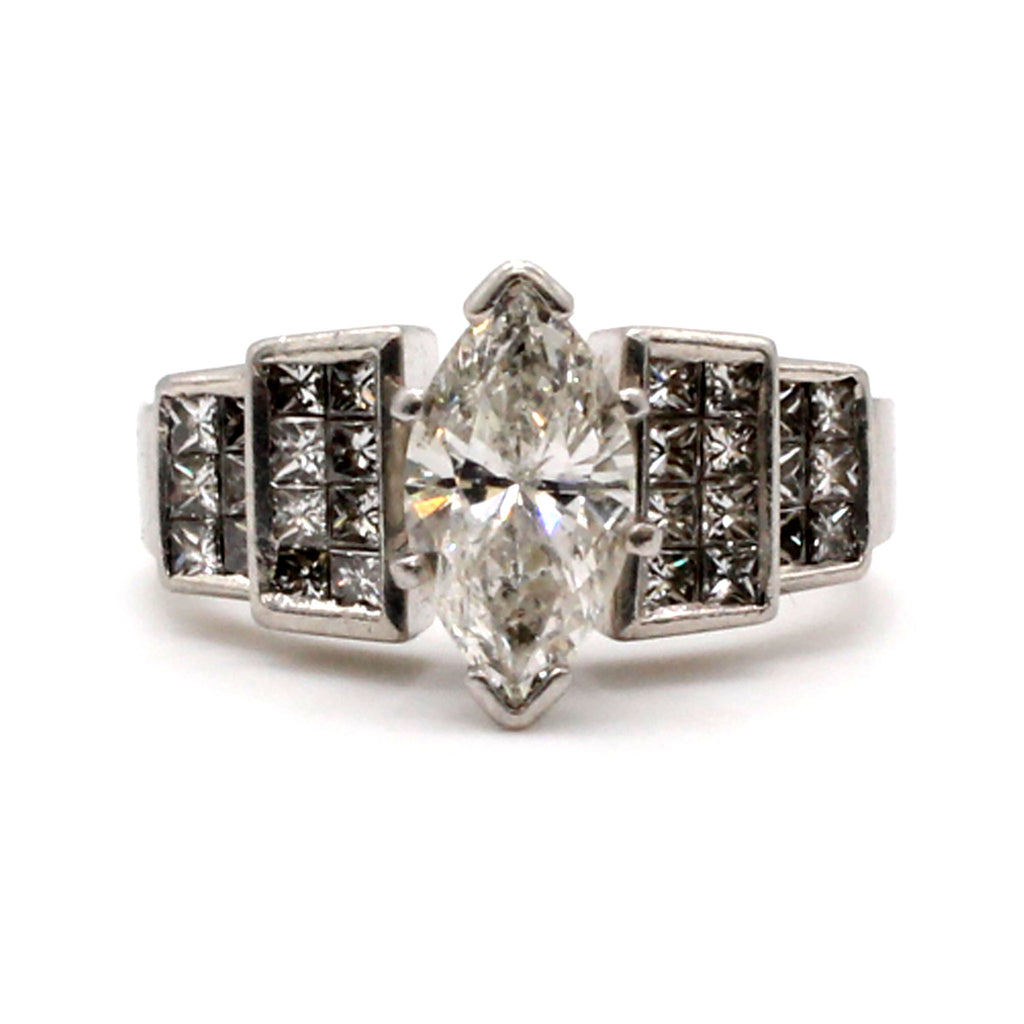Platinum 1.70ct Marquise Diamond Engagement Ring Size 5.5