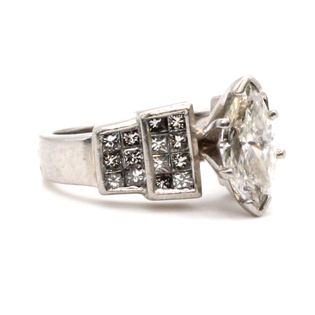 Platinum 1.70ct Marquise Diamond Engagement Ring Size 5.5