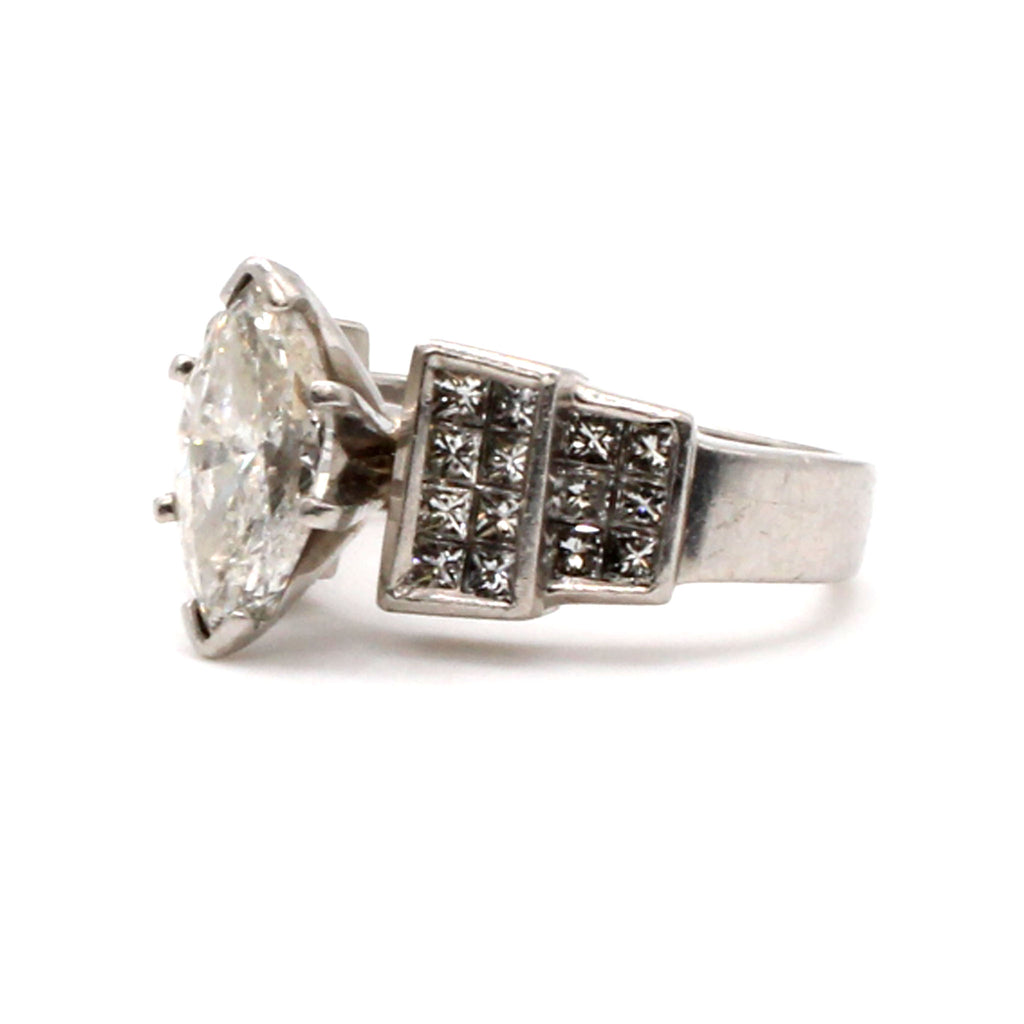 Platinum 1.70ct Marquise Diamond Engagement Ring Size 5.5