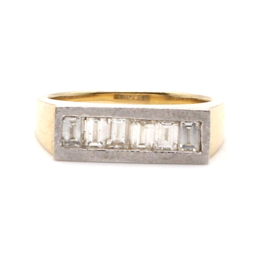 14k Two Tone Gold Emerald Cut Diamond Band Size 8.5