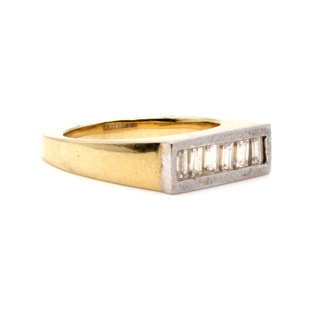 14k Two Tone Gold Emerald Cut Diamond Band Size 8.5