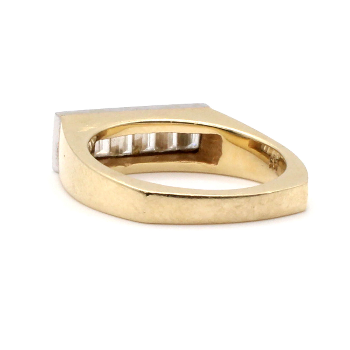14k Two Tone Gold Emerald Cut Diamond Band Size 8.5
