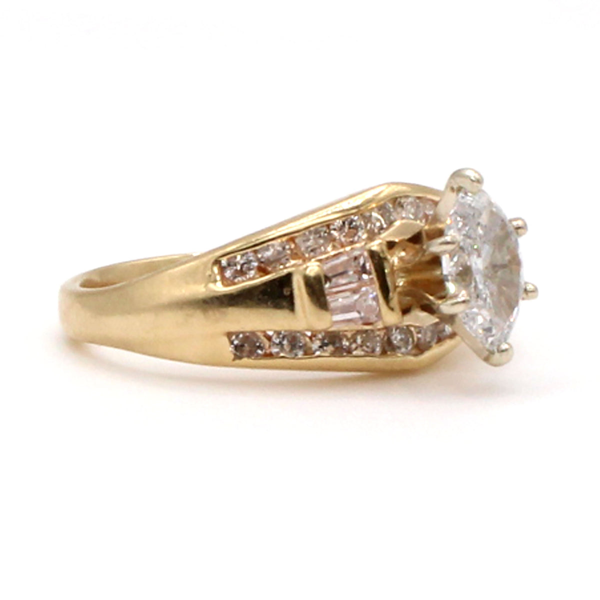 14k Yellow Gold 0.50ct Marquise Diamond Engagement Ring Size 6.5