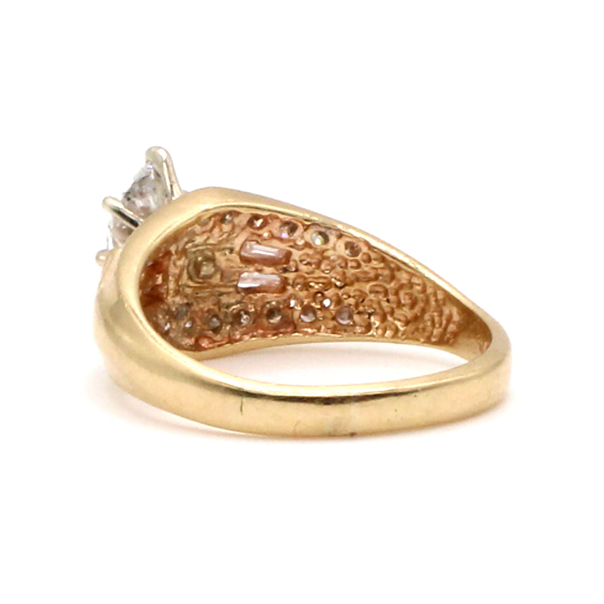 14k Yellow Gold 0.50ct Marquise Diamond Engagement Ring Size 6.5