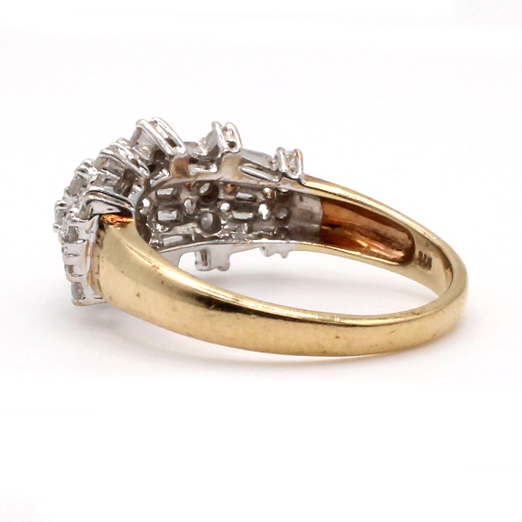 10k Yellow Gold Baguette and Round Diamond Band Size 8.25