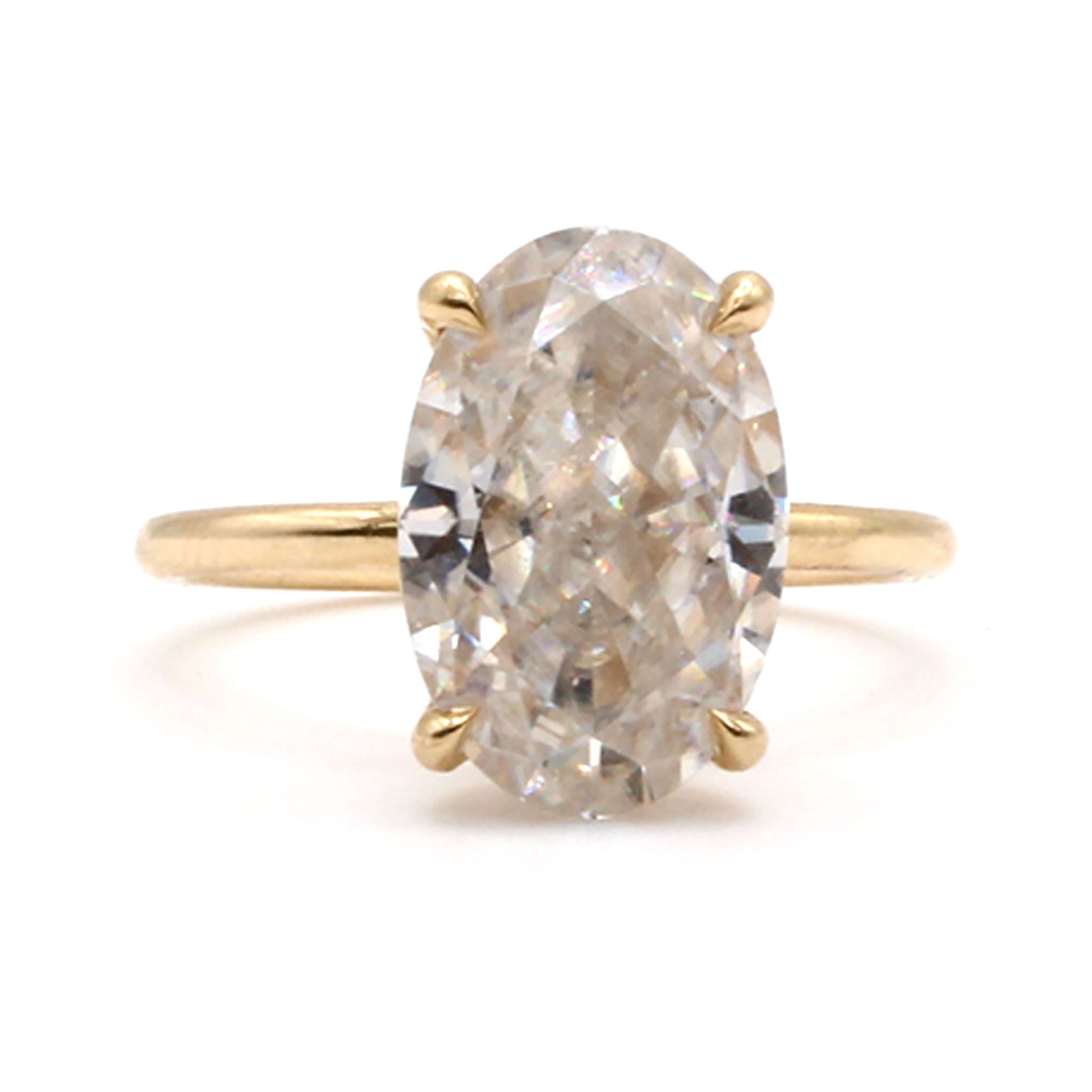 14k Yellow Gold 3ct Moissanite Solitaire Ring Size 6.25