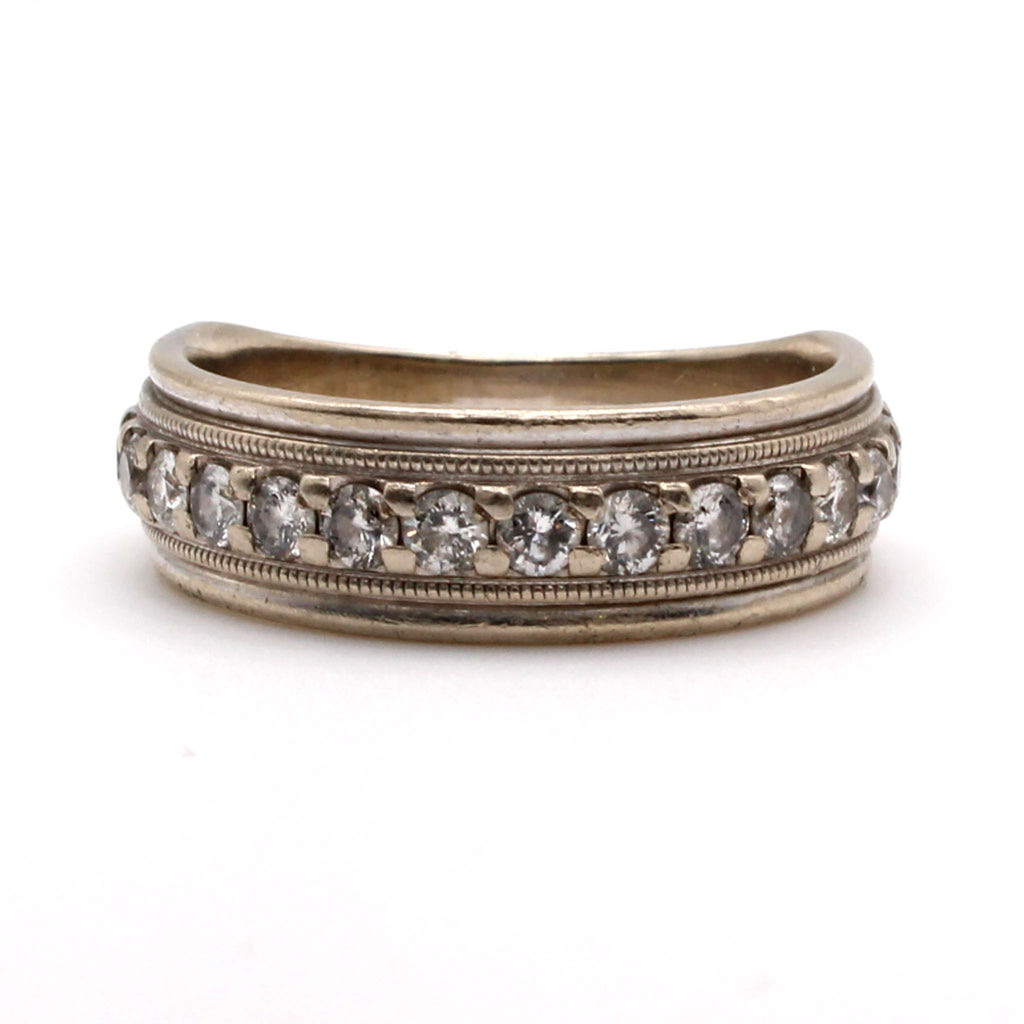10k White Gold 0.80cttw Diamond Band Ring Size 10