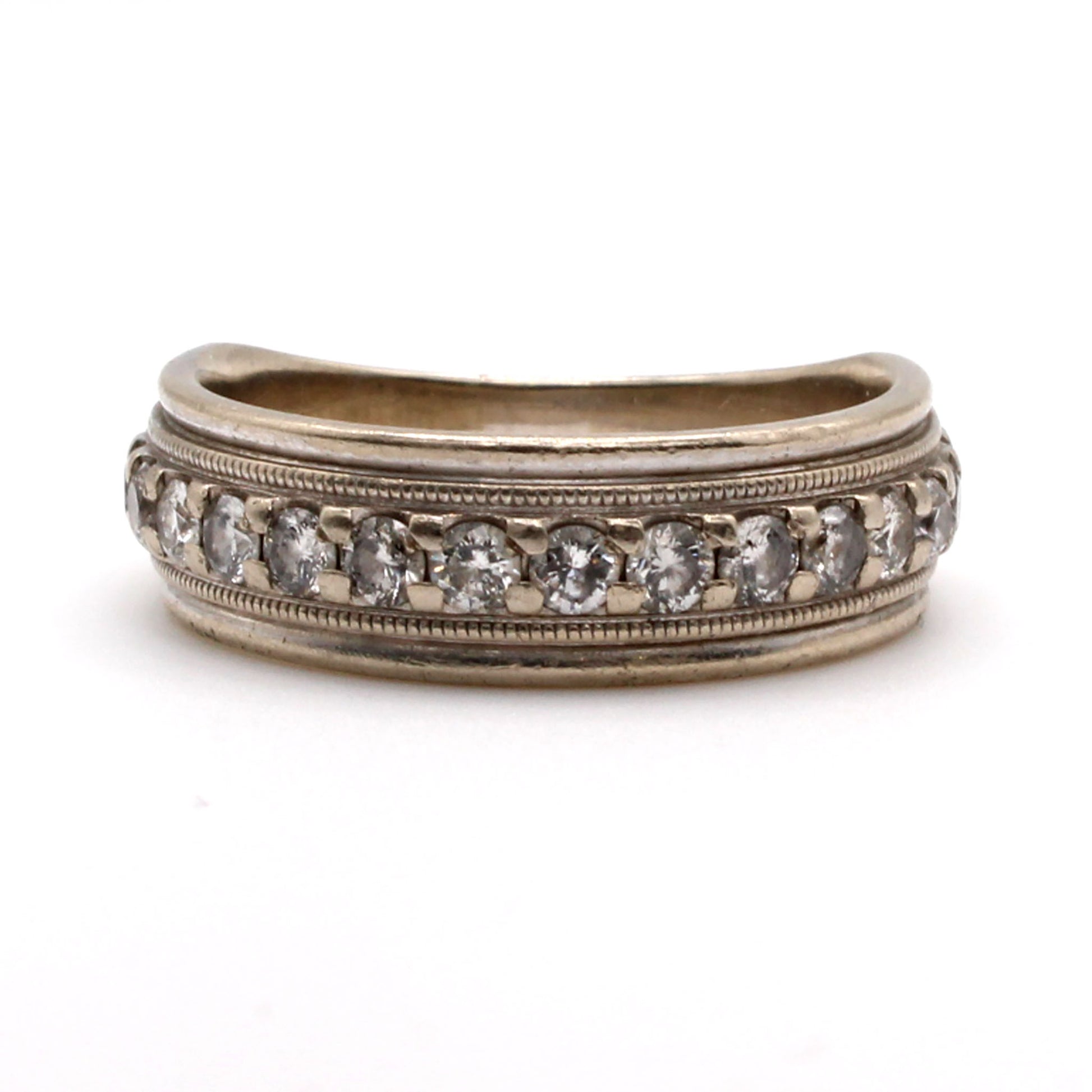 10k White Gold 0.80cttw Diamond Band Ring Size 10