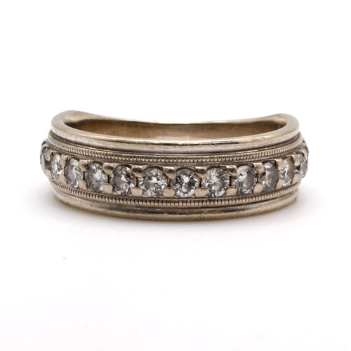 10k White Gold 0.80cttw Diamond Band Ring Size 10