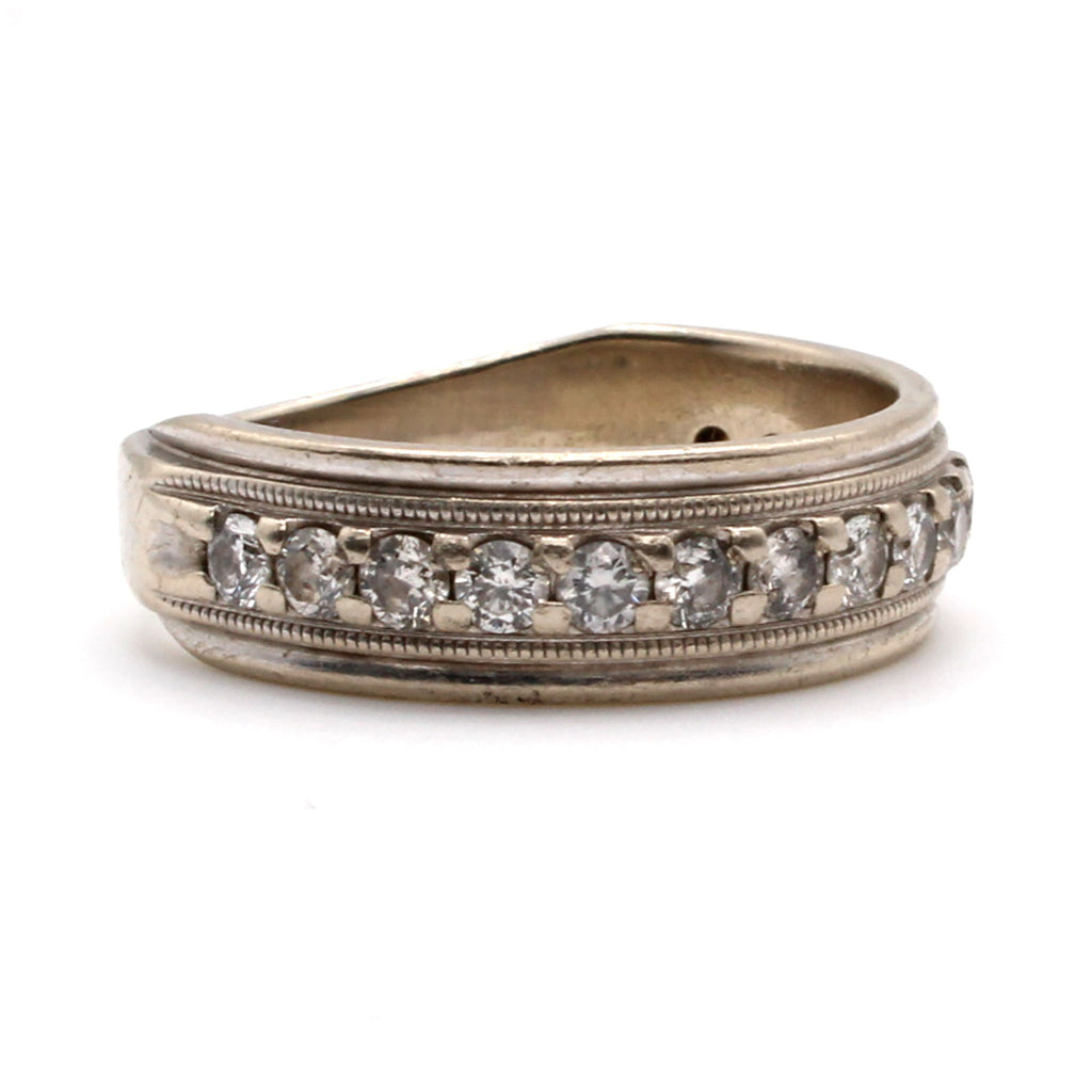 10k White Gold 0.80cttw Diamond Band Ring Size 10