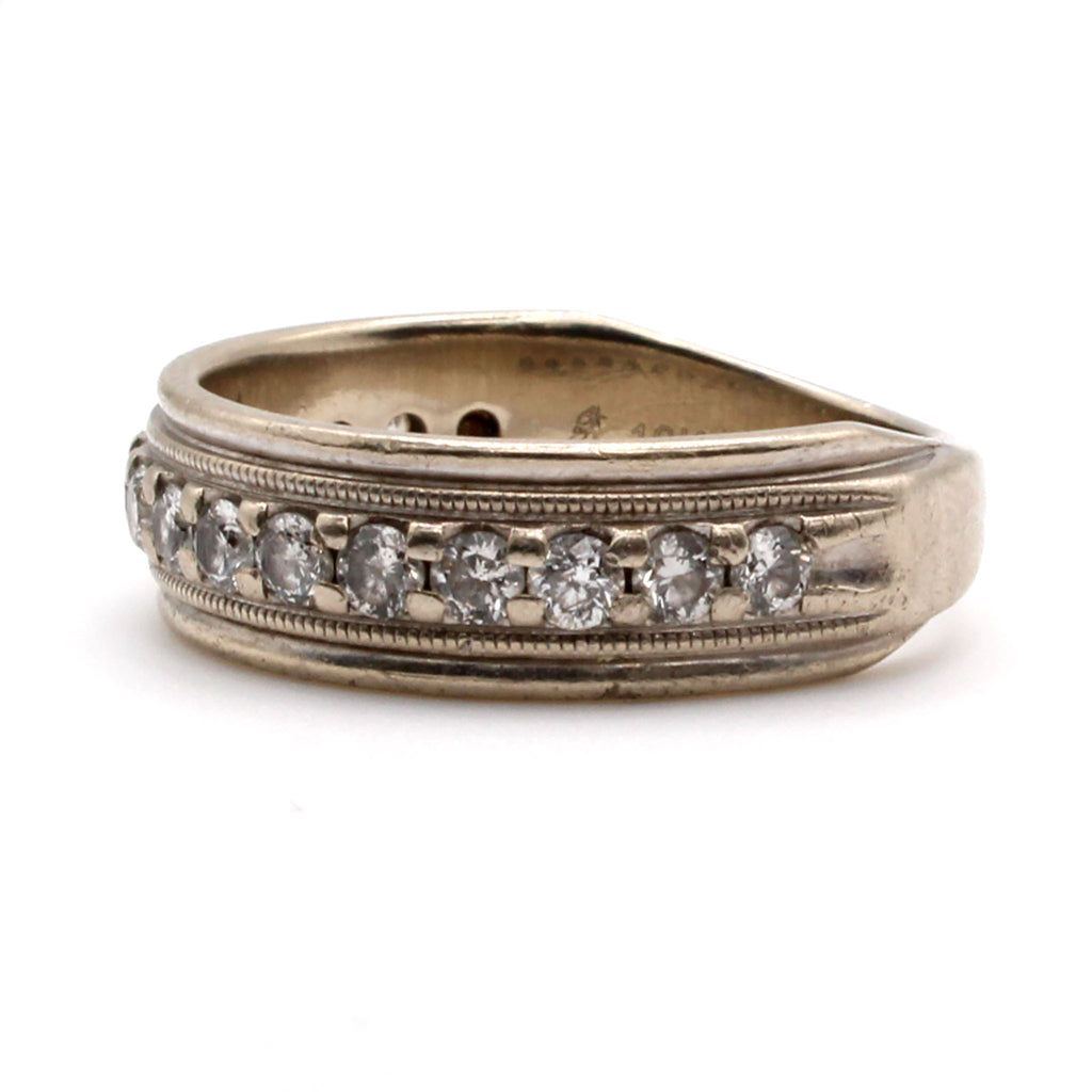 10k White Gold 0.80cttw Diamond Band Ring Size 10
