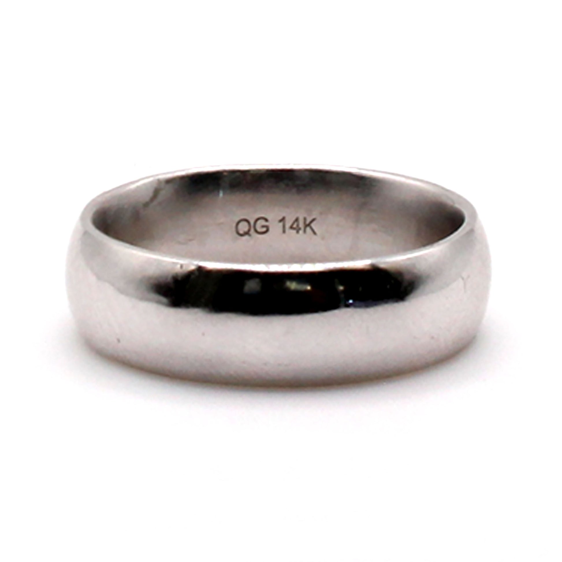 14k White Gold 5.75mm Band Ring Size 6.5