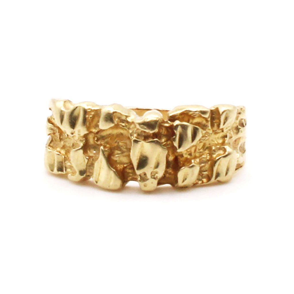 14k Yellow Gold Nugget Band Ring Size 6.25