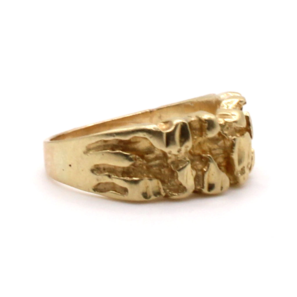 14k Yellow Gold Nugget Band Ring Size 6.25
