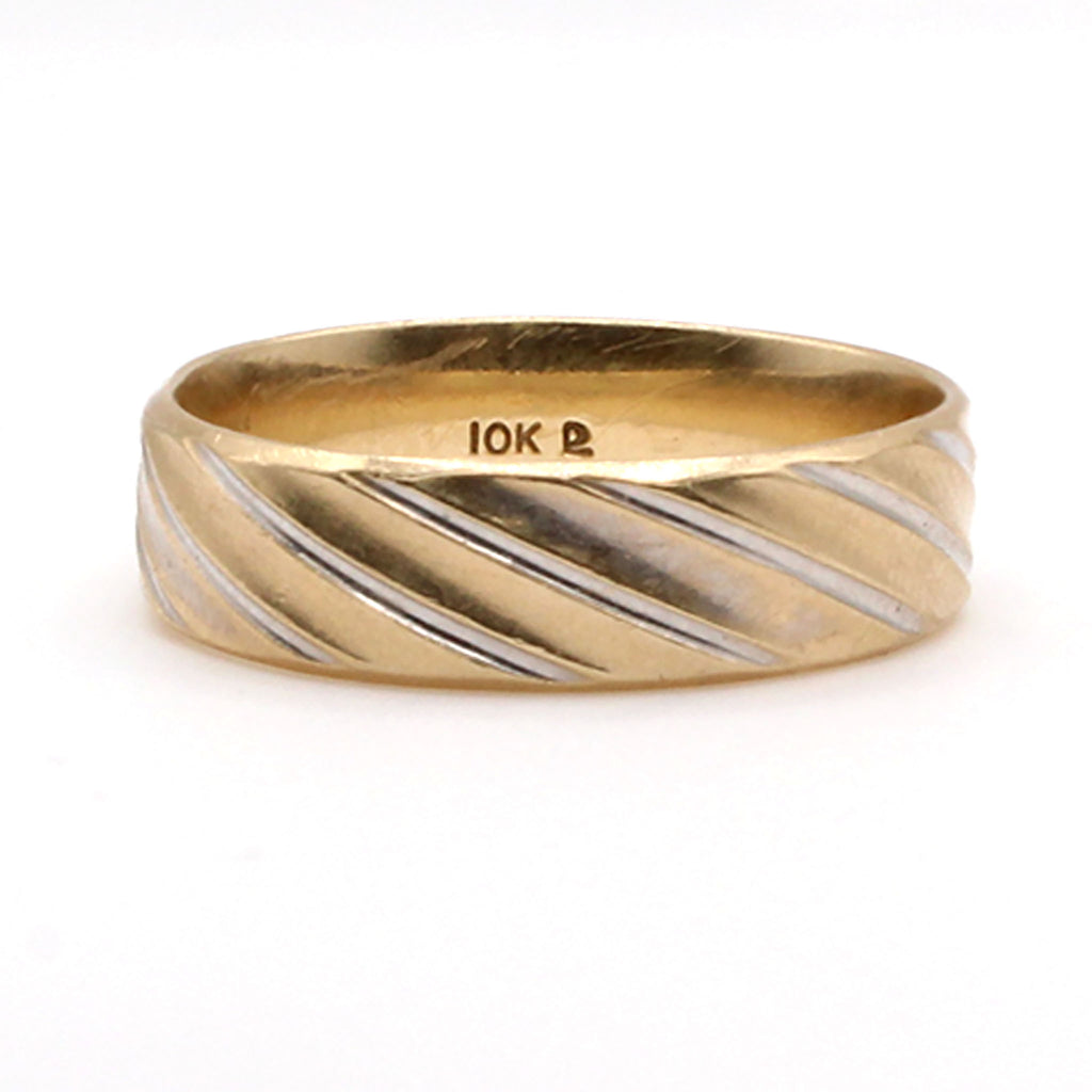 10k Two Tone Gold 5.9mm Band Ring Size 10