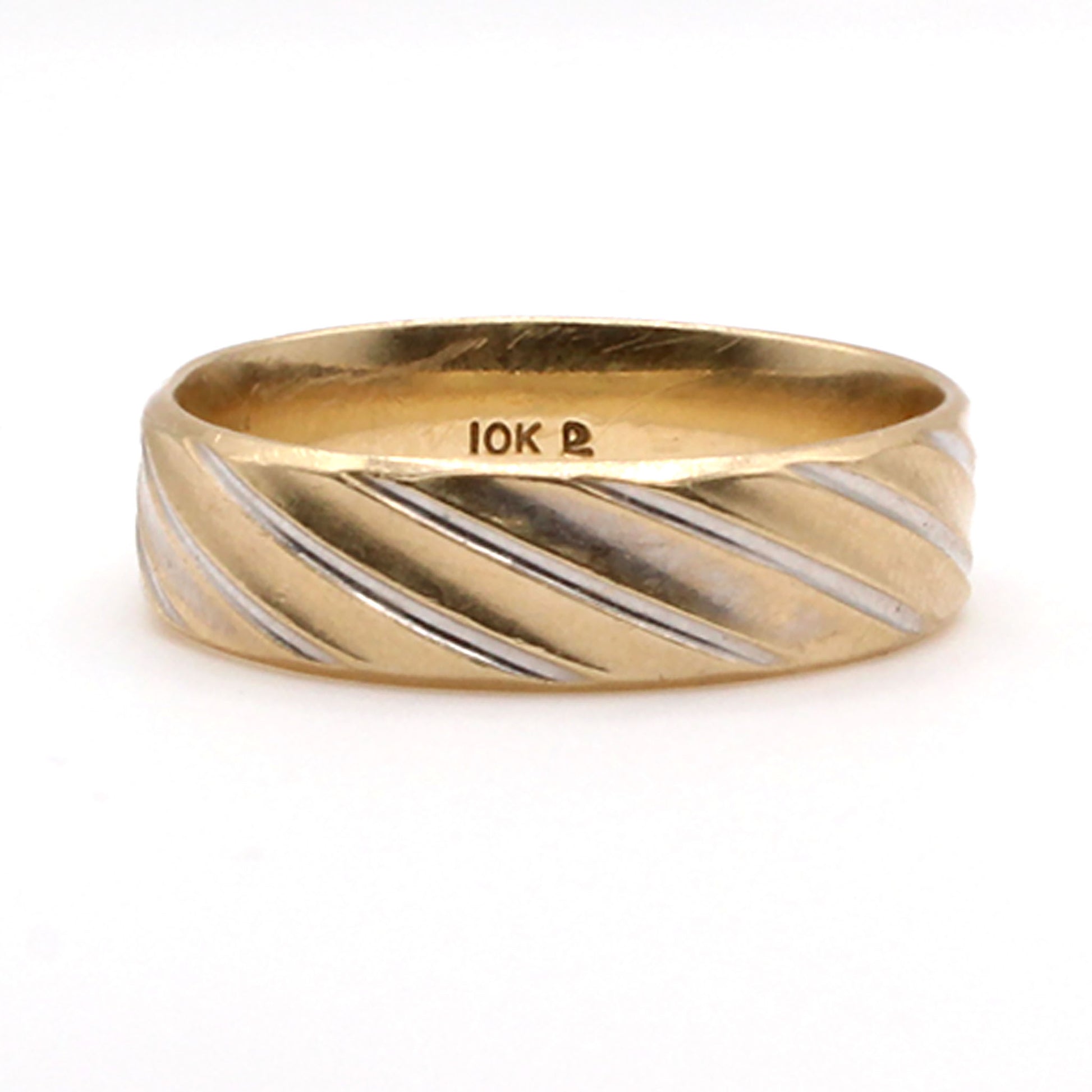 10k Two Tone Gold 5.9mm Band Ring Size 10