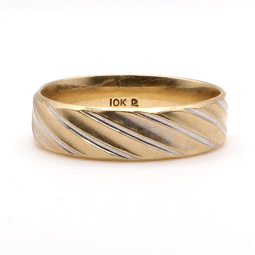 10k Two Tone Gold 5.9mm Band Ring Size 10
