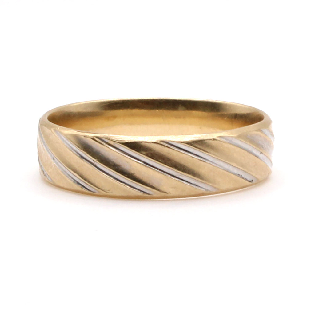 10k Two Tone Gold 5.9mm Band Ring Size 10