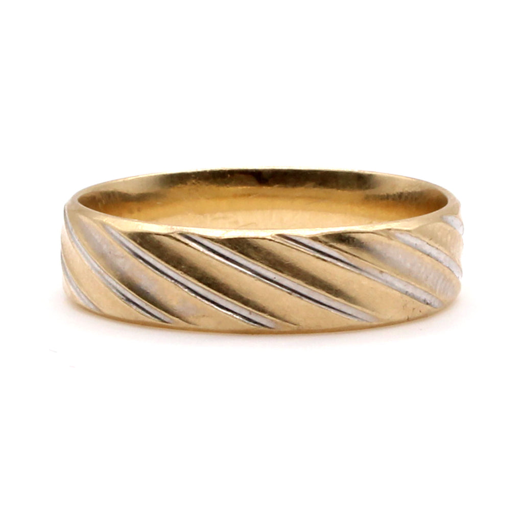 10k Two Tone Gold 5.9mm Band Ring Size 10