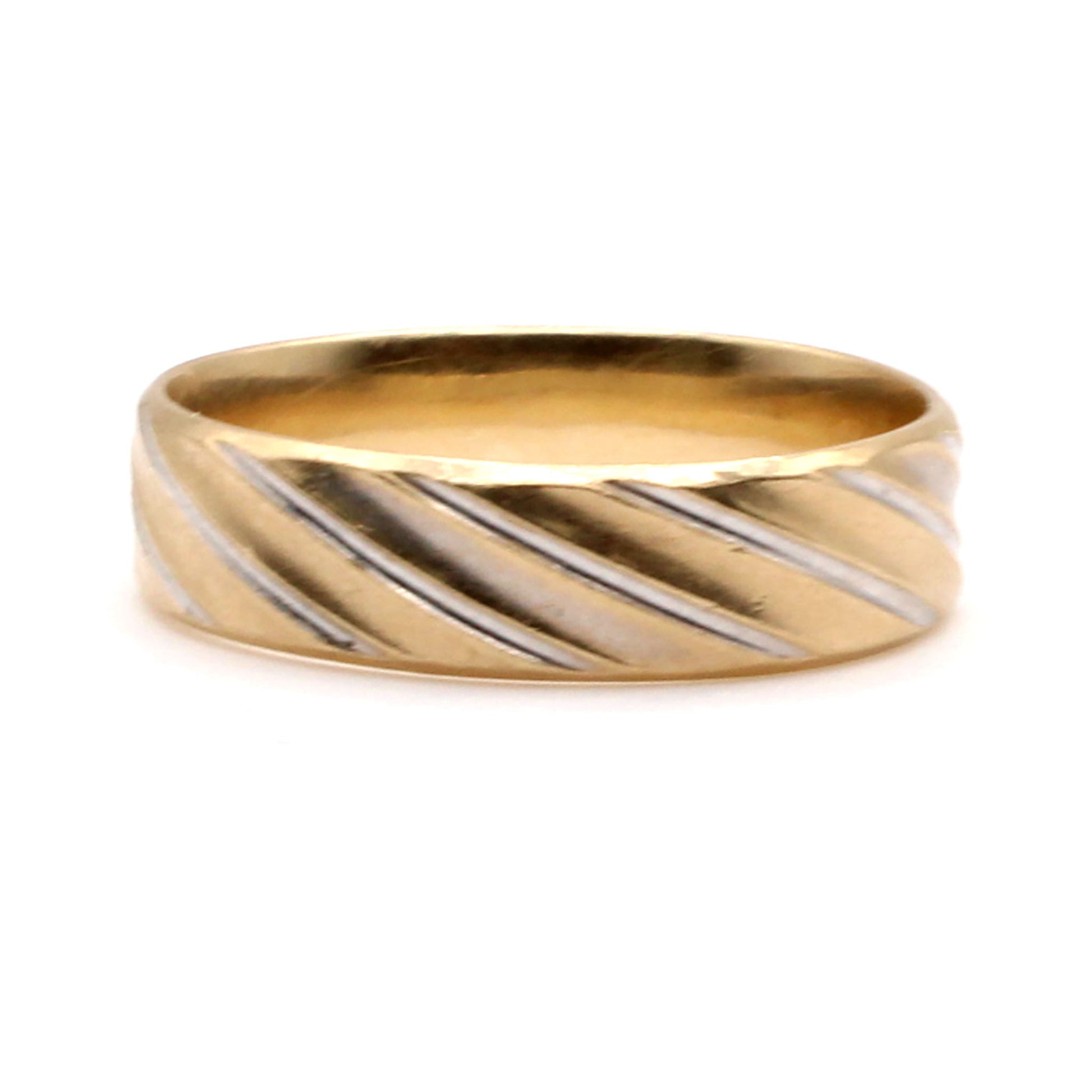 10k Two Tone Gold 5.9mm Band Ring Size 10
