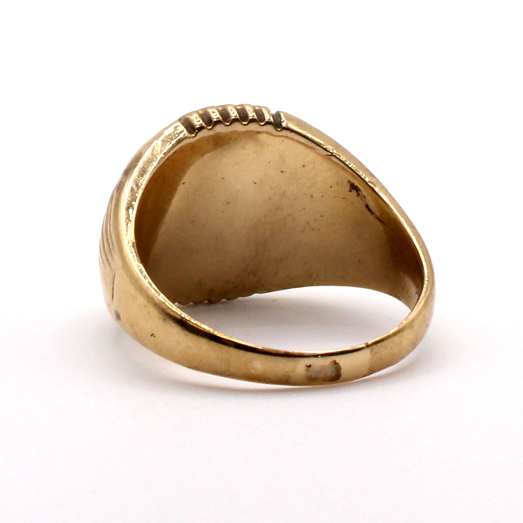 10k Yellow Gold Onyx Massonic Ring Size 10.5