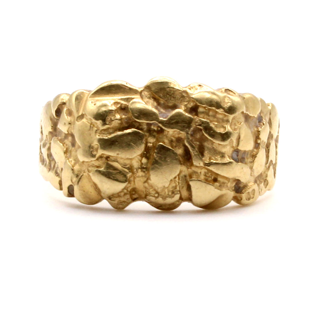 14k Yellow Gold Nugget Style Ring Size 10
