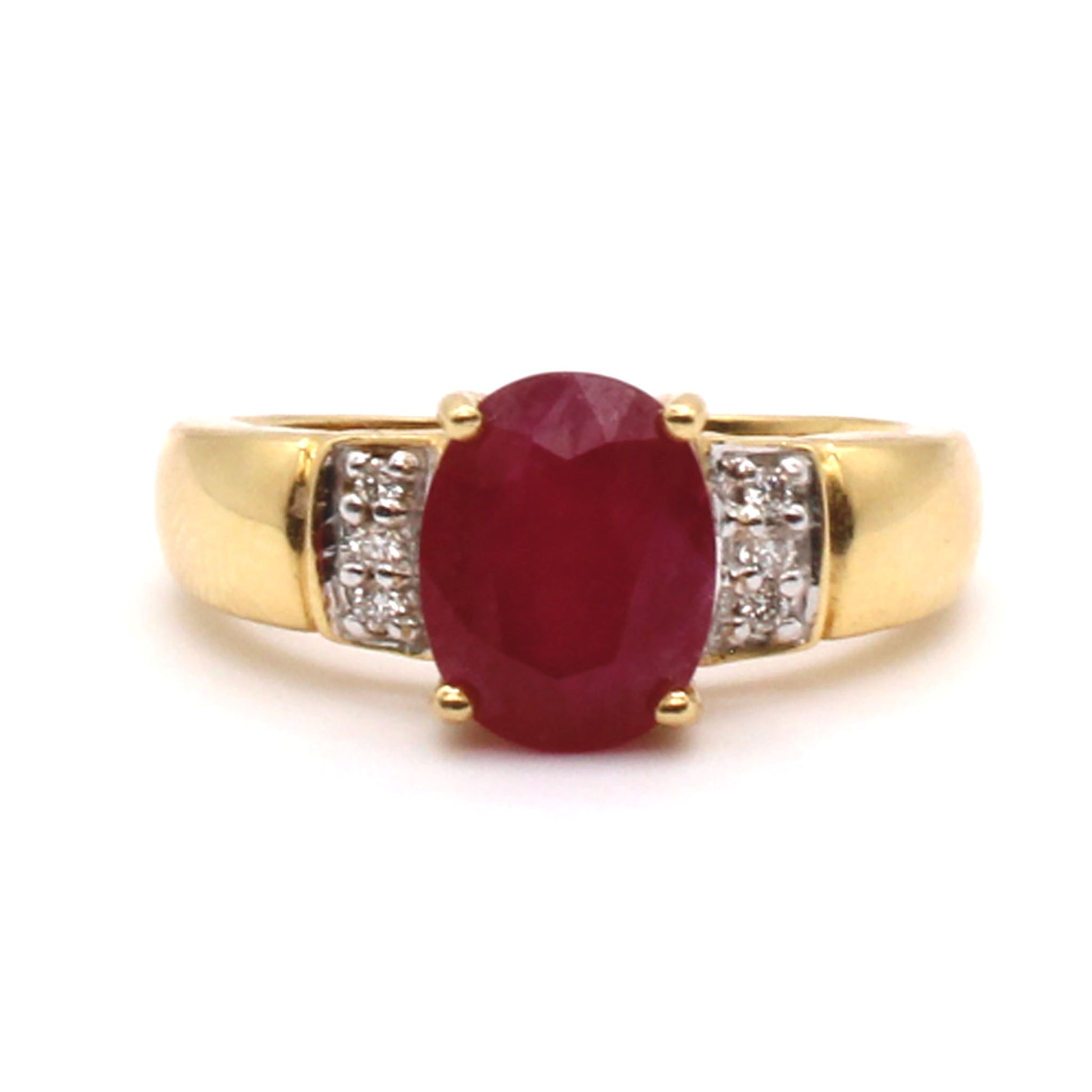 18k Yellow Gold 2.38ct Ruby and Diamond Ring Size 7