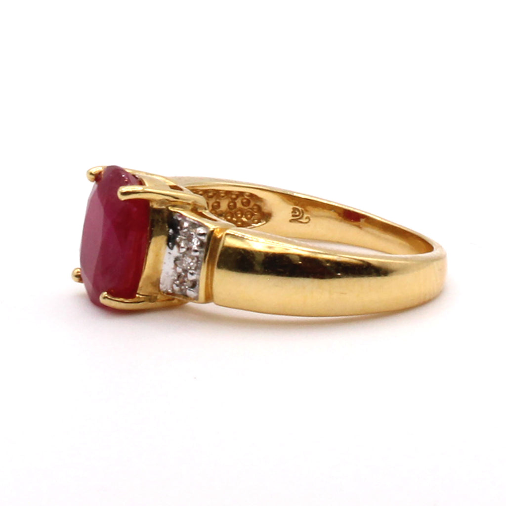 18k Yellow Gold 2.38ct Ruby and Diamond Ring Size 7