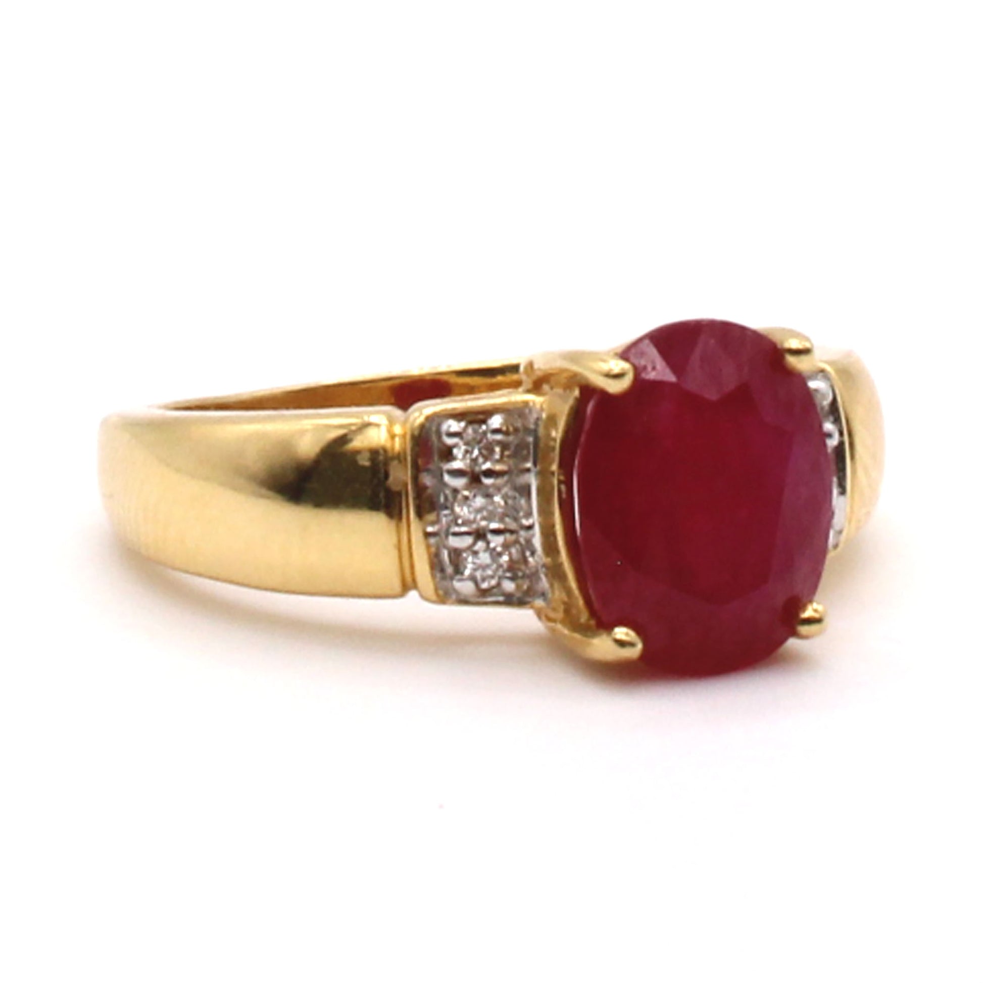 18k Yellow Gold 2.38ct Ruby and Diamond Ring Size 7