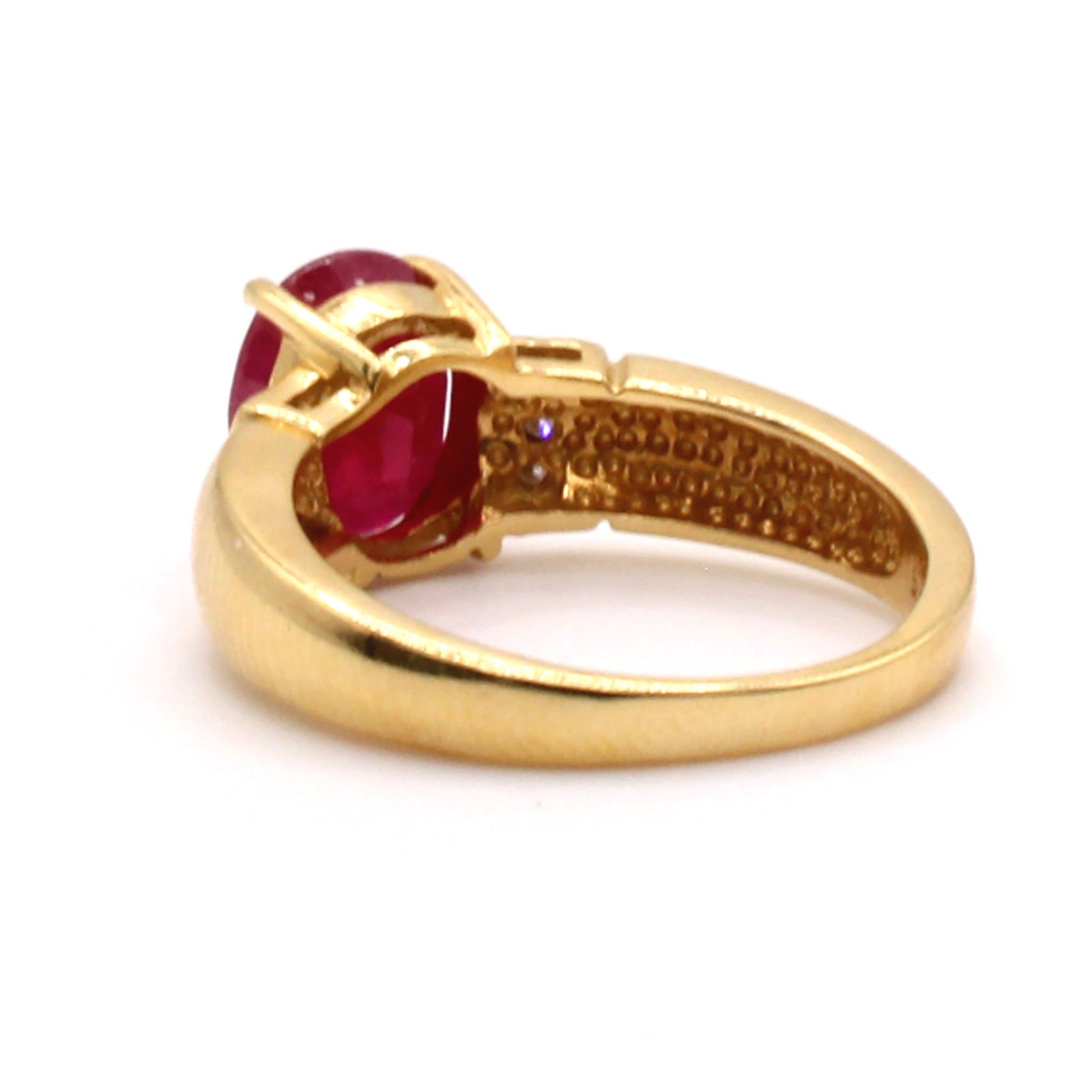 18k Yellow Gold 2.38ct Ruby and Diamond Ring Size 7