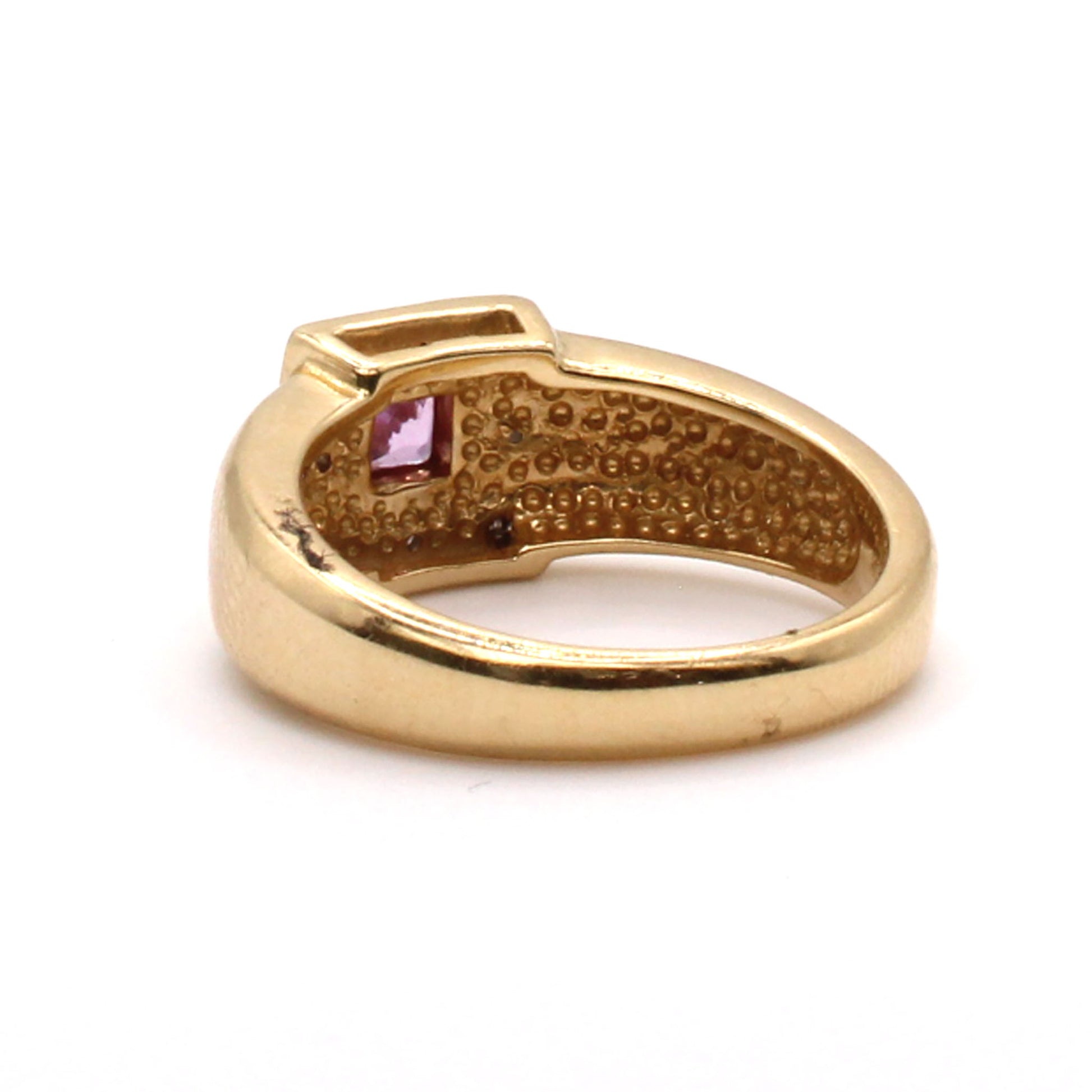 14k Yellow Gold Pink Sapphire and Diamond Ring Size 7