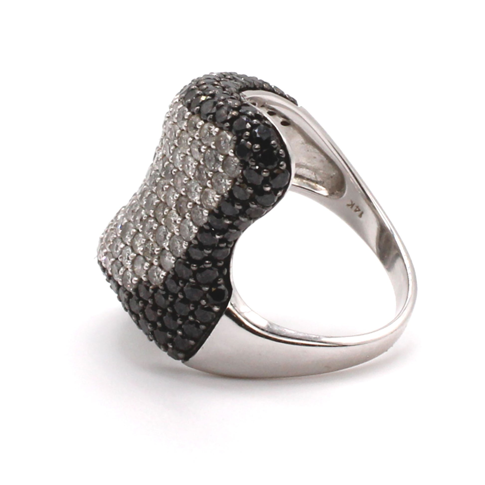 14k White Gold 4.08cttw Black and White Diamond Ring Size 6.75