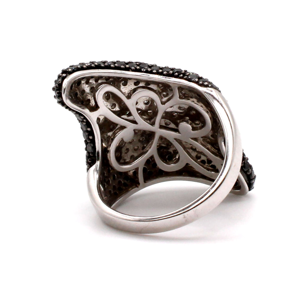 14k White Gold 4.08cttw Black and White Diamond Ring Size 6.75