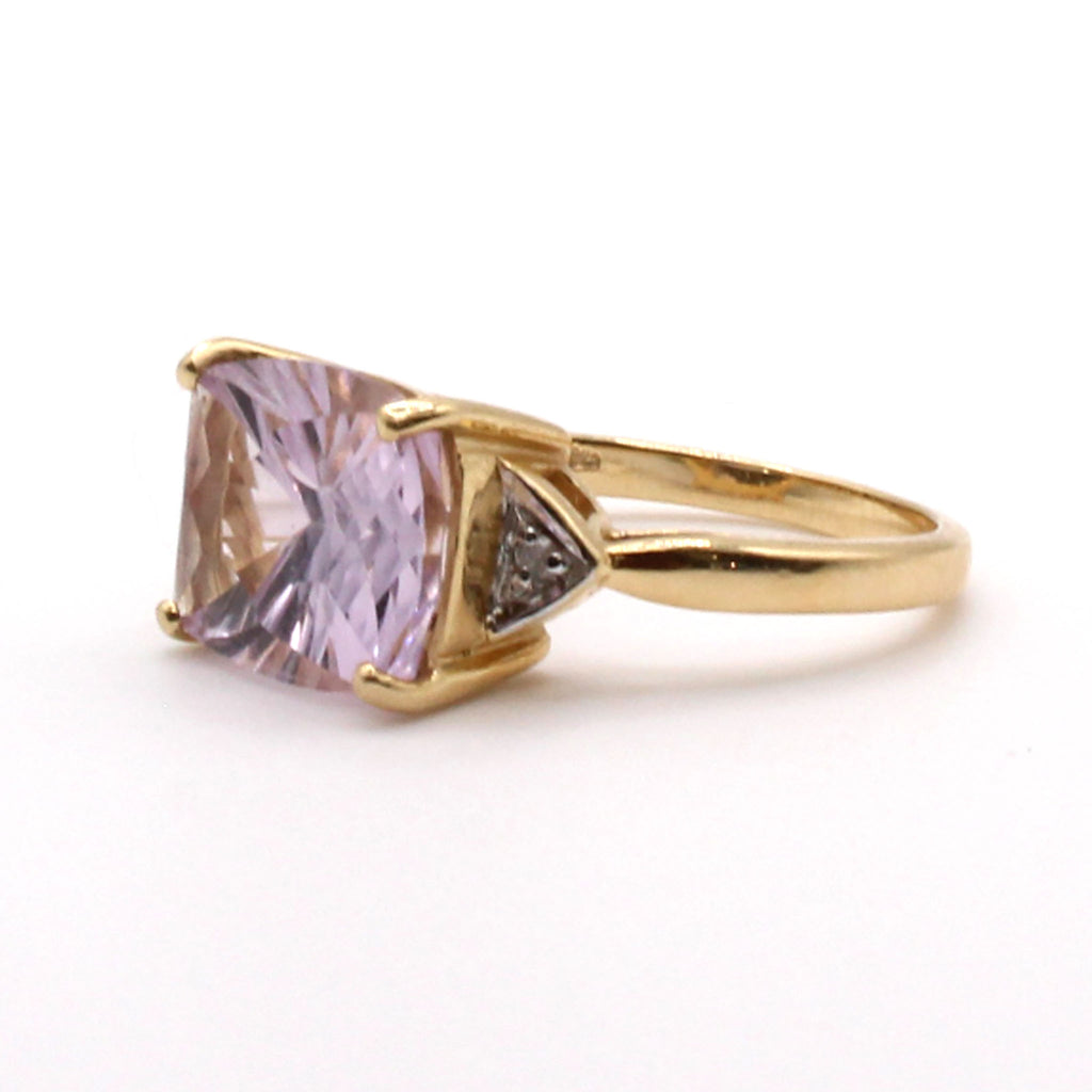 14k Yellow Gold 4.23ct Amethyst and Diamond Ring Size 7