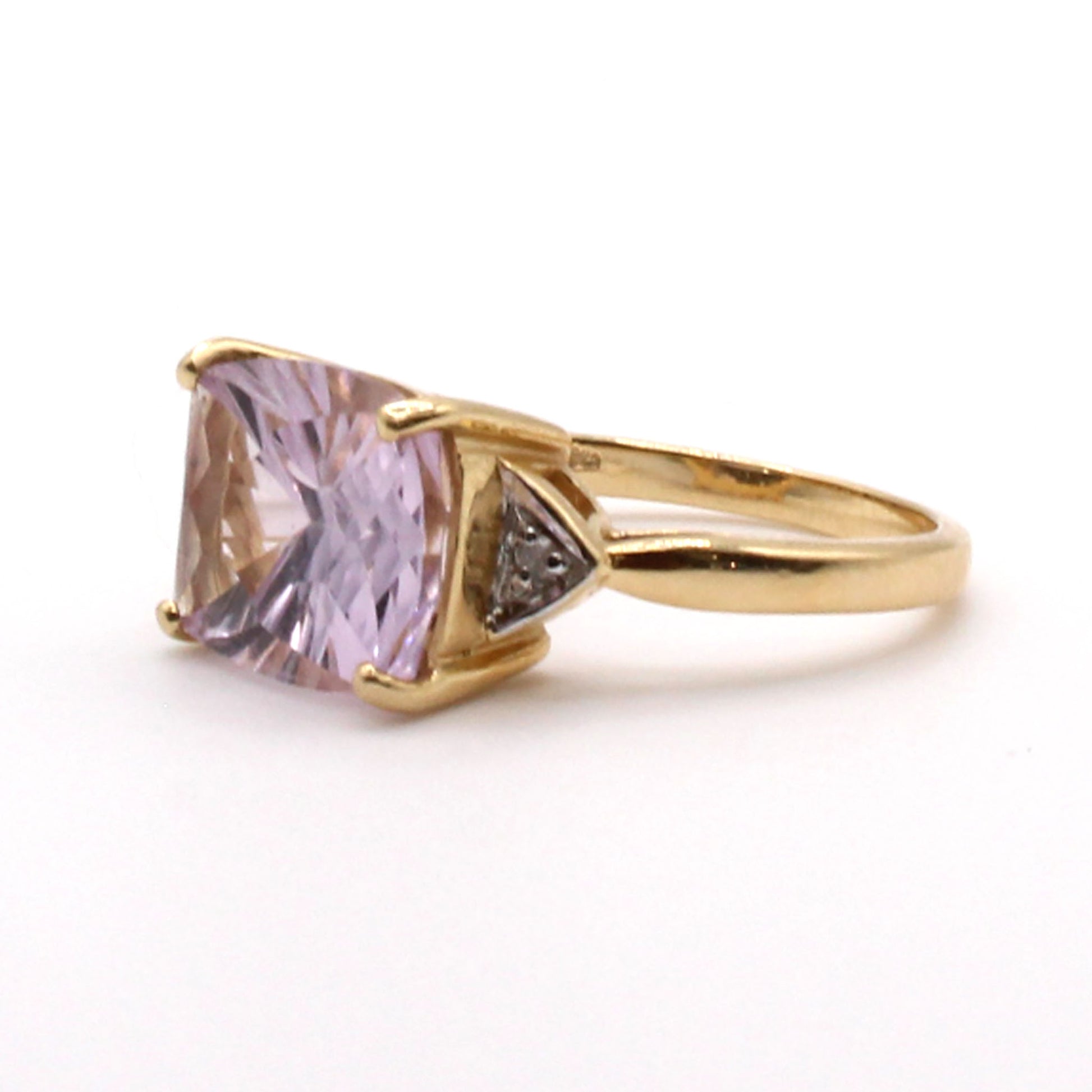 14k Yellow Gold 4.23ct Amethyst and Diamond Ring Size 7