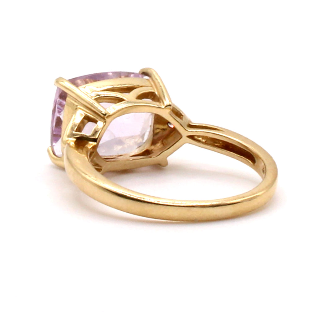 14k Yellow Gold 4.23ct Amethyst and Diamond Ring Size 7