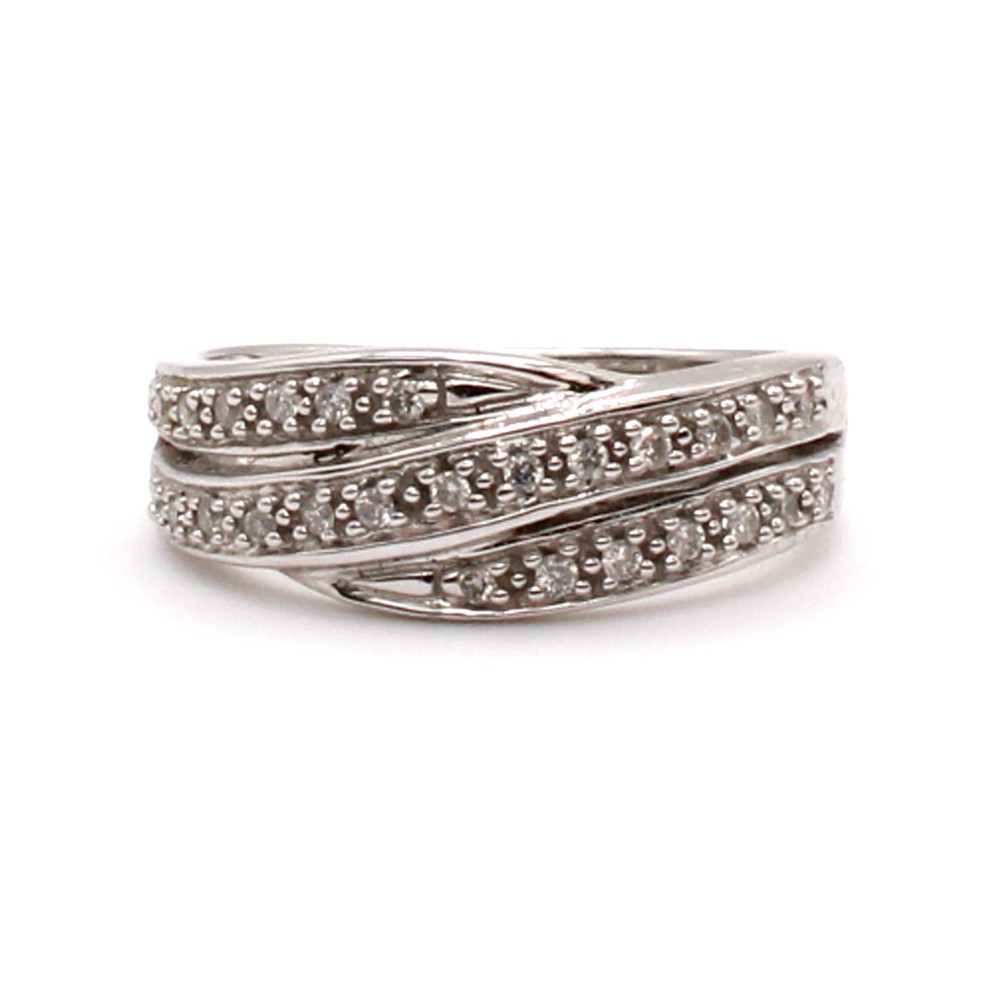14k White Gold 0.19ct Diamond Band Size 7.25