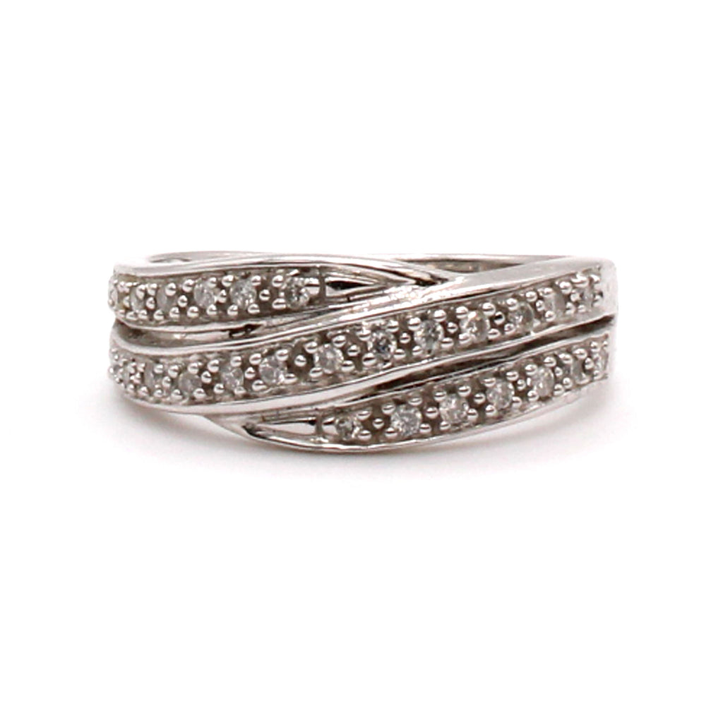 14k White Gold 0.19ct Diamond Band Size 7.25