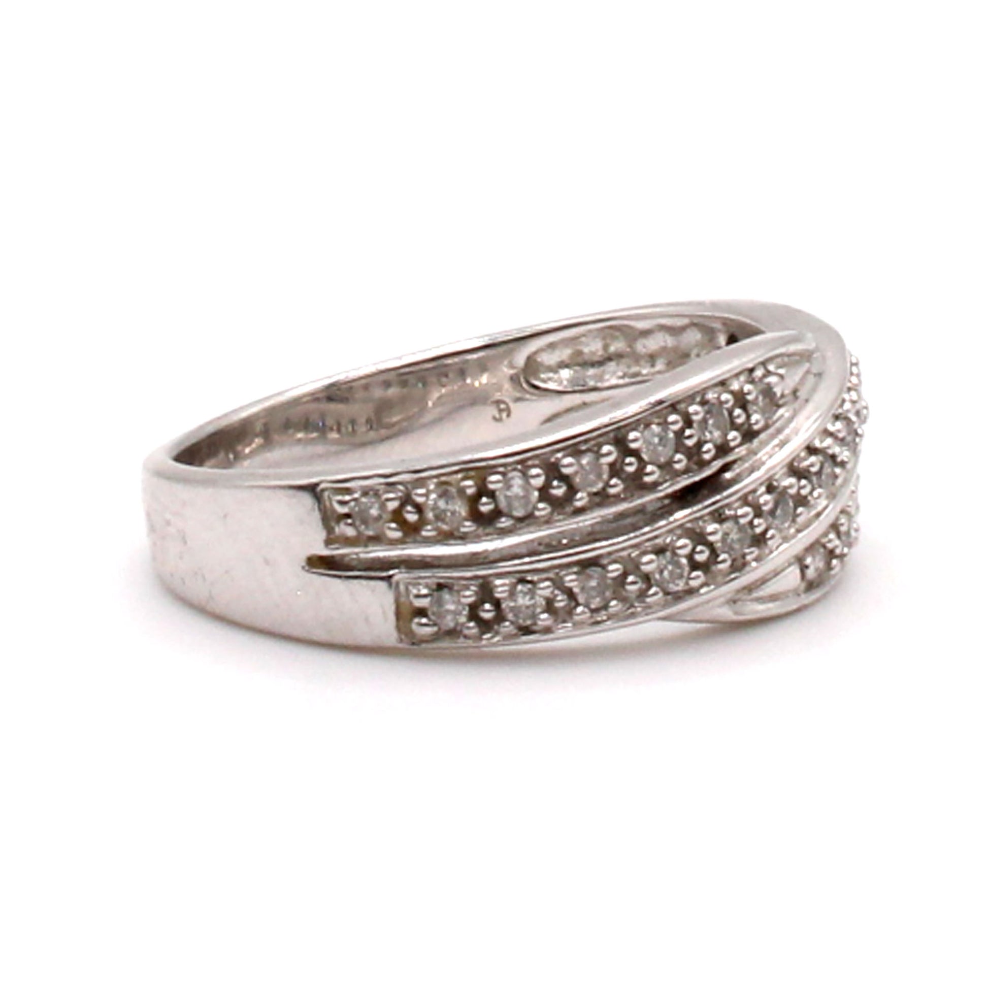 14k White Gold 0.19ct Diamond Band Size 7.25