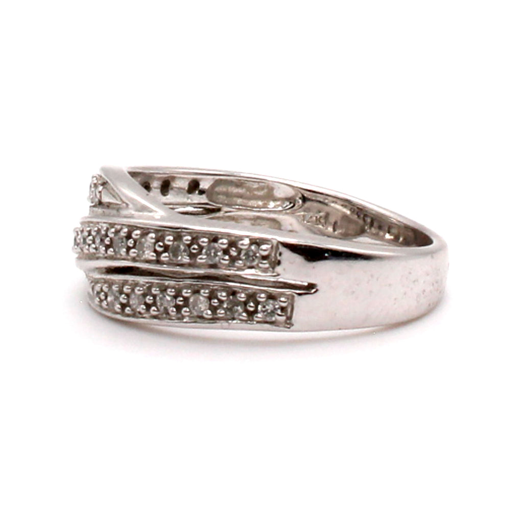 14k White Gold 0.19ct Diamond Band Size 7.25