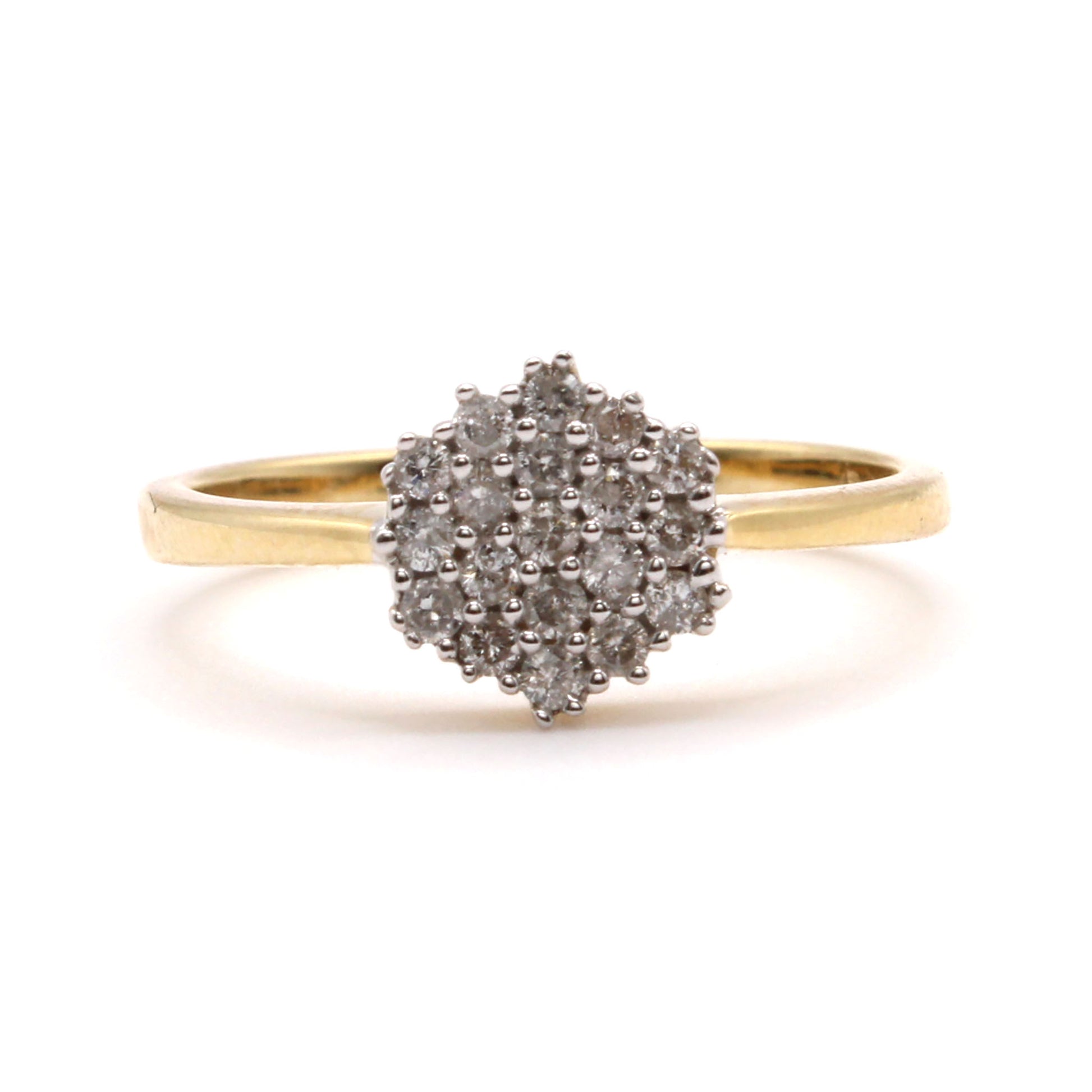 14k Yellow Gold 0.24cttw Diamond Cluster Ring