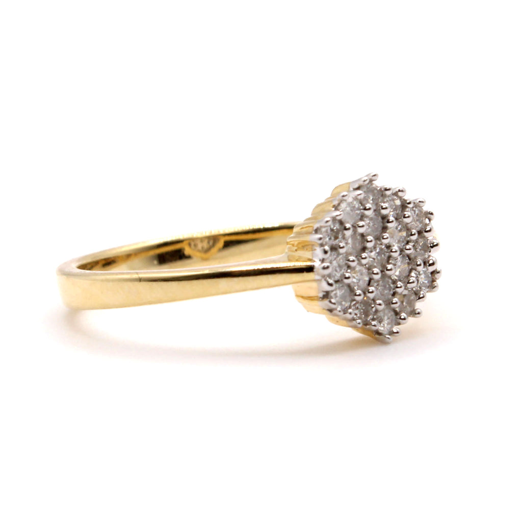 14k Yellow Gold 0.24cttw Diamond Cluster Ring