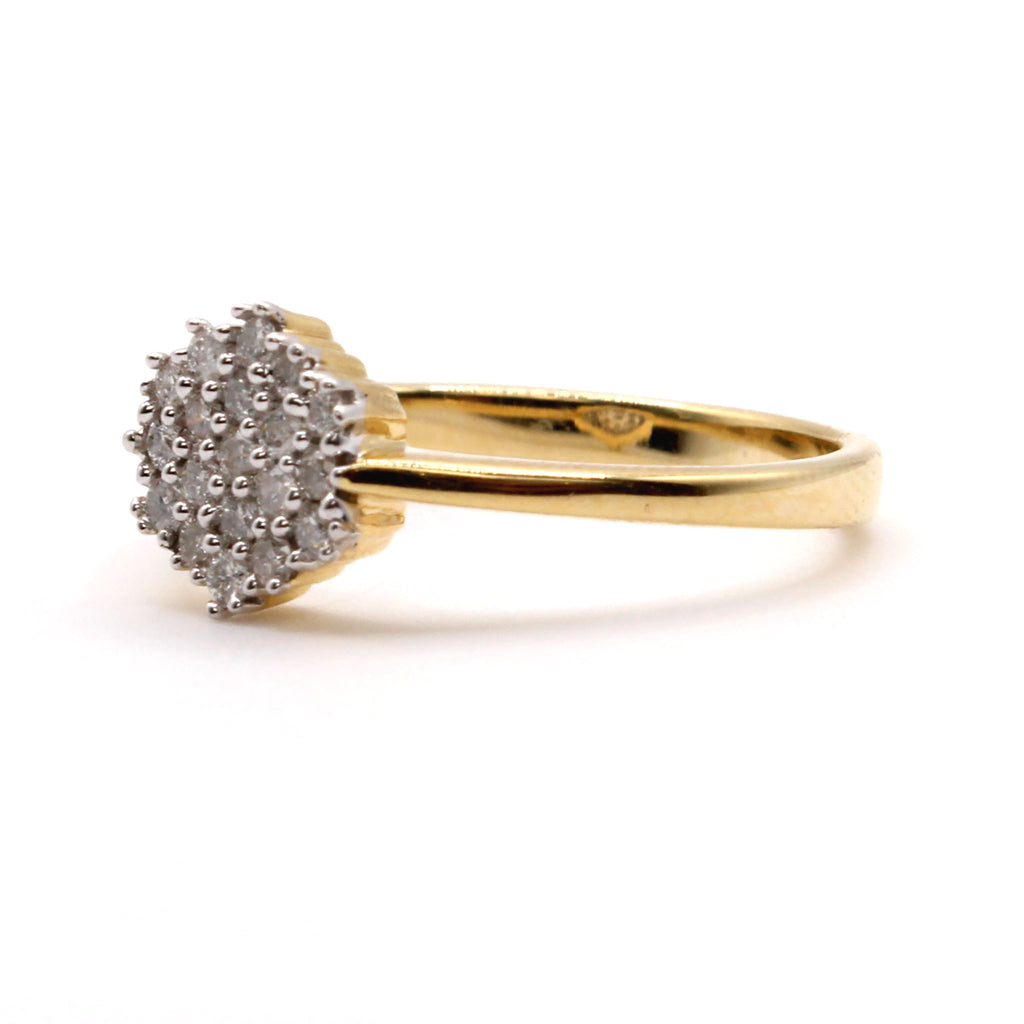14k Yellow Gold 0.24cttw Diamond Cluster Ring