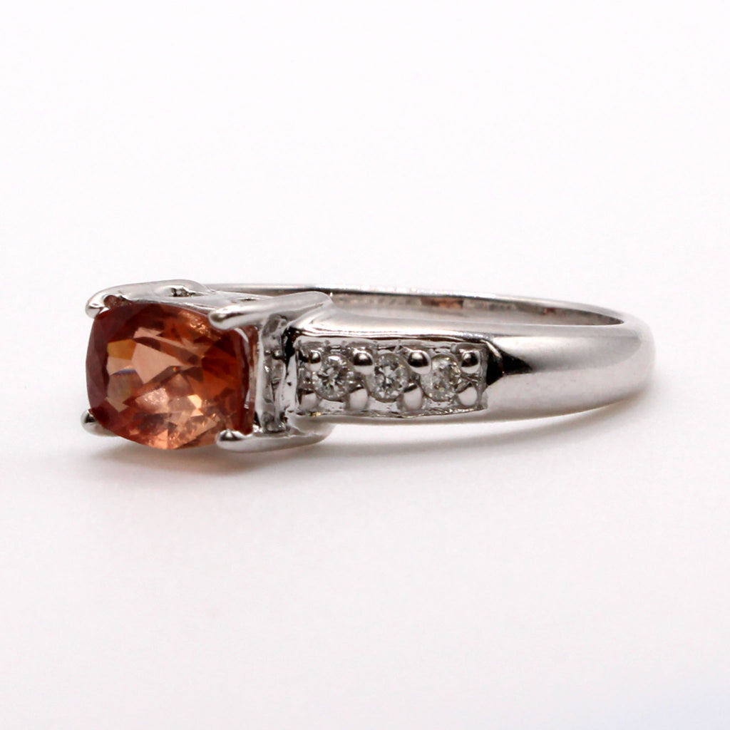 14k White Gold 0.71ct Andesine and Diamond Ring