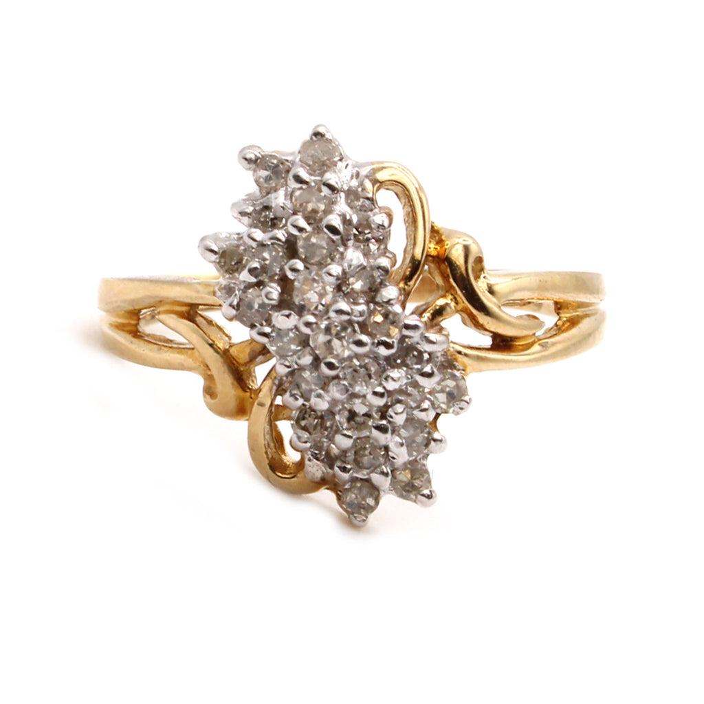 10k Yellow Gold 0.24cttw Diamond Cluster Prong Set Ring