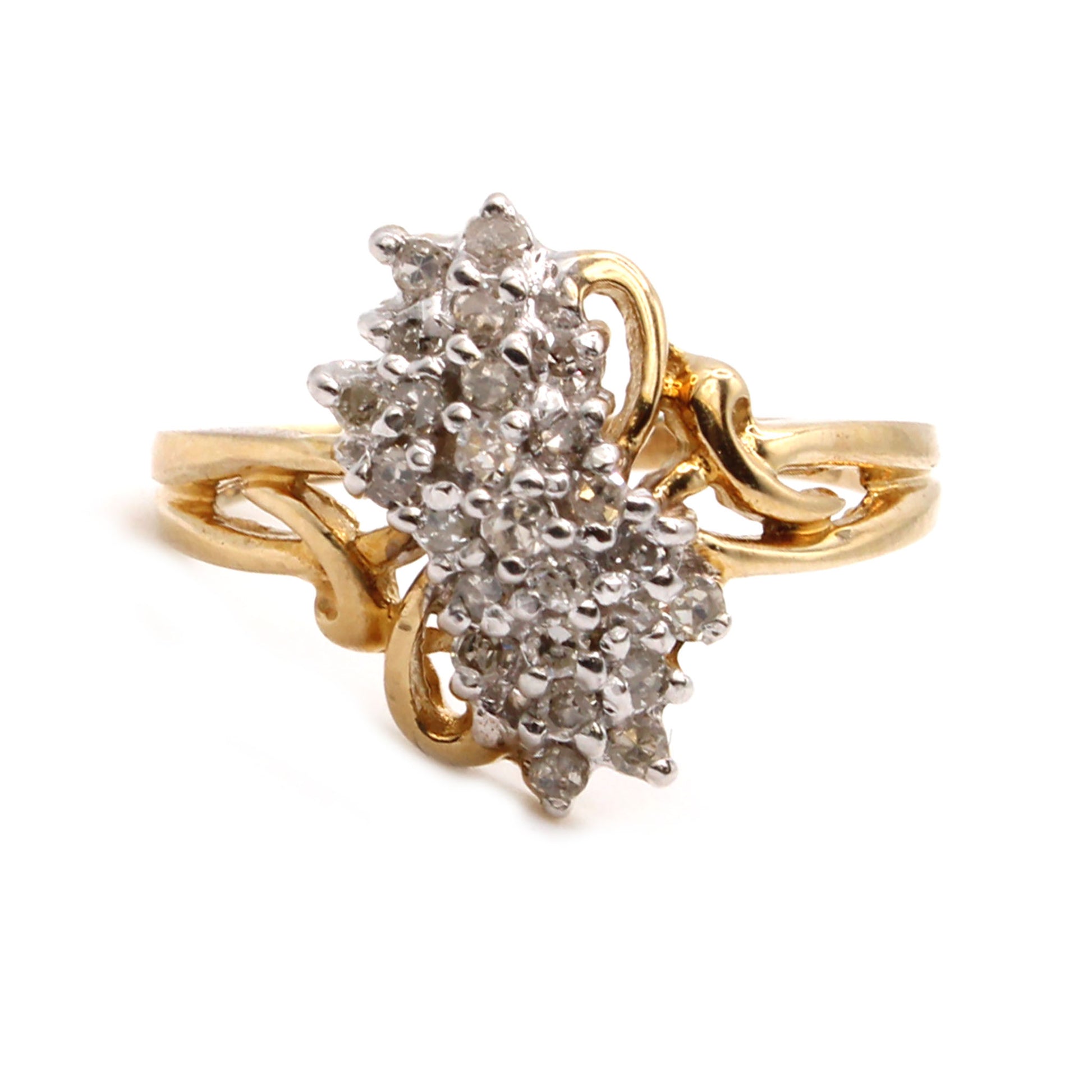 10k Yellow Gold 0.24cttw Diamond Cluster Prong Set Ring