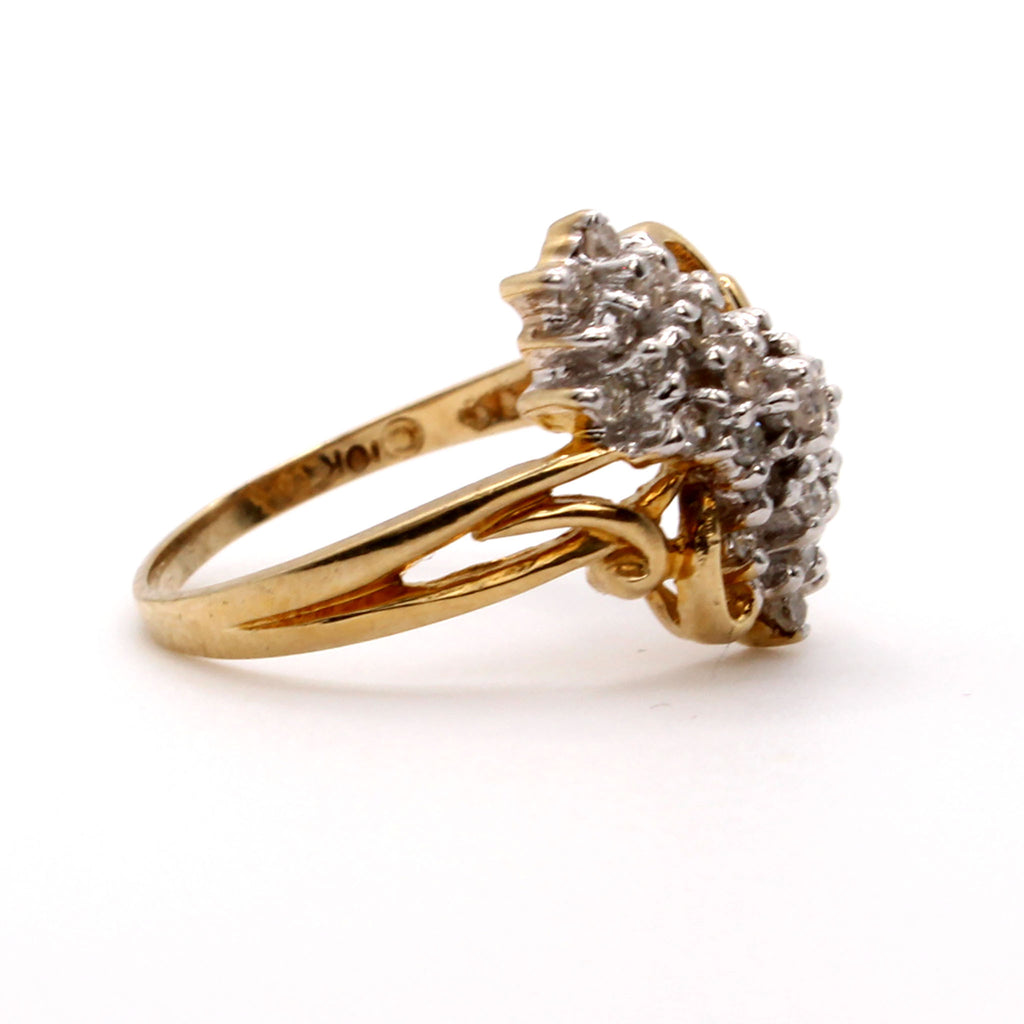 10k Yellow Gold 0.24cttw Diamond Cluster Prong Set Ring