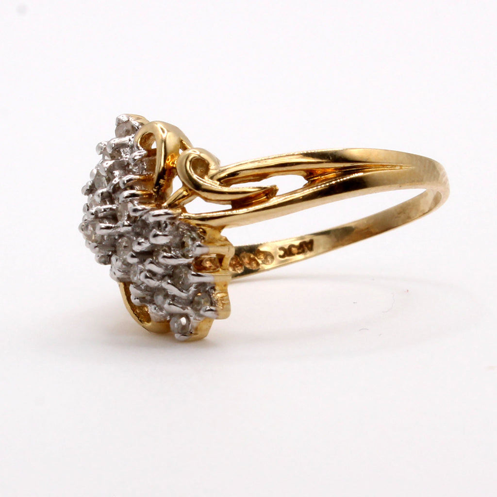 10k Yellow Gold 0.24cttw Diamond Cluster Prong Set Ring